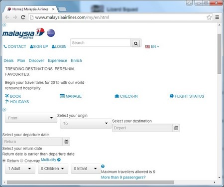 Trang chủ Hãng hàng không Malaysia Airlines bị hacker tấn công - 3 Giao diện sơ sài trên trang chủ của Malaysia Airlines sau khi bị tấn công