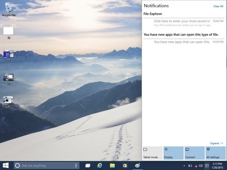 Hướng dẫn cài đặt bản thử nghiệm Windows 10 song song với Windows hiện có - 17 Trung tâm thông báo trên Windows 10, với các chế độ khác nhau cho người dùng lựa chọn