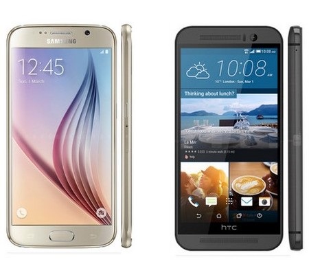 Galaxy S6 (trái) và One M9 (phải) là bộ đôi smartphone có cấu hình mạnh mẽ hàng đầu hiện nay