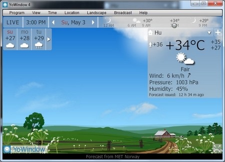 Phần mềm chuyên nghiệp giúp theo dõi và dự báo thời tiết trên Windows - 6 Và phông nền khi trời nắng vào ban ngày