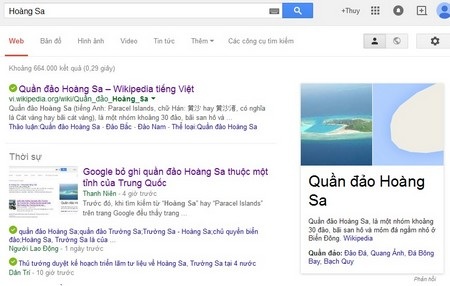Google bỏ thông tin “Hoàng Sa thuộc Trung Quốc” trên trang tìm kiếm - 2 Google bỏ thông tin “Hoàng Sa thuộc Trung Quốc” trên trang tìm kiếm