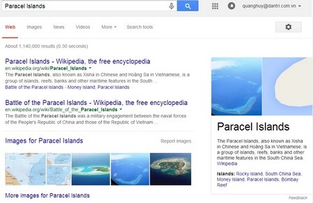 Google bỏ thông tin “Hoàng Sa thuộc Trung Quốc” trên trang tìm kiếm - 3 Google bỏ thông tin “Hoàng Sa thuộc Trung Quốc” trên trang tìm kiếm