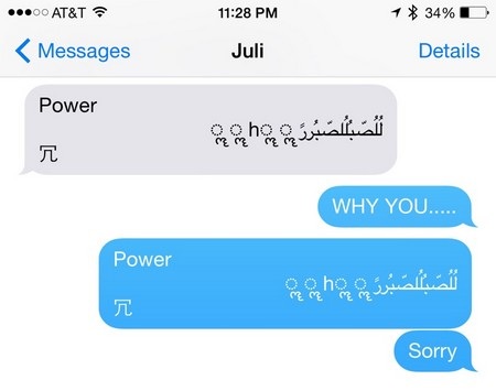 iPhone bị khởi động lại mỗi khi nhận được tin nhắn có chứa chuỗi ký tự Ả-rập