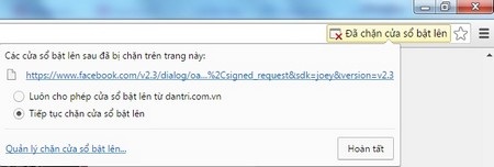 Hướng dẫn chi tiết cách thức tham gia bình luận trên Dân trí - 7 Cho phép mở pop-up trên trình duyệt Chrome