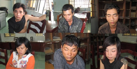 Sa lưới nhóm dàn cảnh… bán dâm để trộm tài sản - 1 Các đối tượng trong nhóm dàn cảnh bán dâm sa lưới.