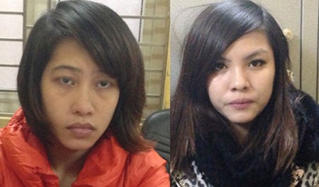 Hà Nội: Bắt 2 thiếu nữ cắt tóc, rạch mặt “tình địch” - 1 Ngô Thị Thu (trái) và Trần Thu Thảo (phải) - Ảnh: ANTĐ