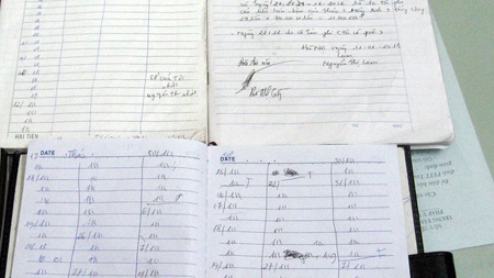 Số sách theo dõi “ngày công” của ổ mại dâm