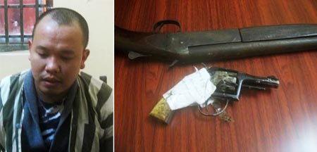 Nguyễn Ngọc Sơn và 2 khẩu súng gây án.