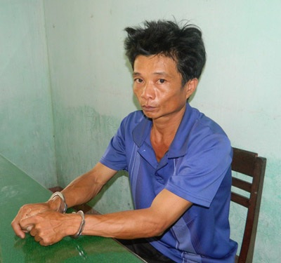 Đối tượng Trần Thới tại cơ quan công an