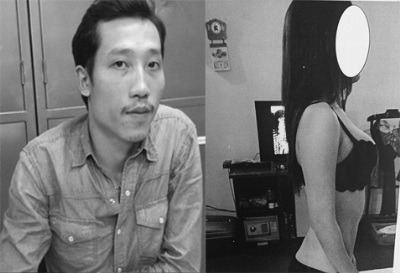 Nguyễn Huy Việt (trái) và gái mại dâm kiêm môi giới Trần Tường Vi khoe thân trên mạng.