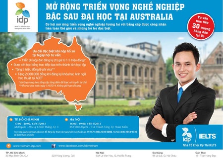 Học Sau đại học tại Autralia: Mở rộng triển vọng nghề nghiệp - 2 Vui lòng liên hệ các VP IDP tại: