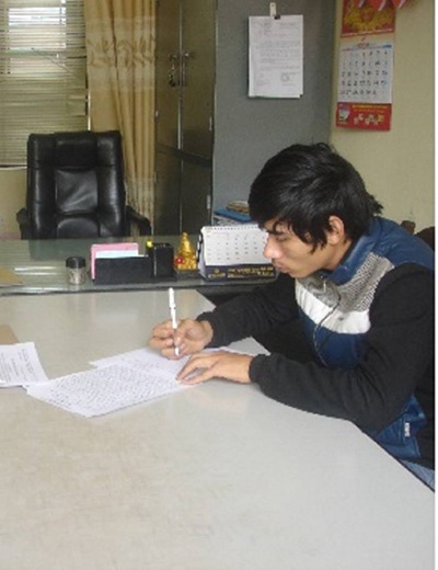 Đối tượng Phạm Văn Thái tại cơ quan Công an