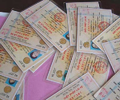 Giấy phép lái xe giả. 