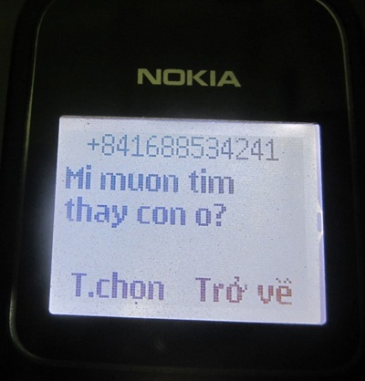 Một trong những tin nhắn mà gia đình anh Cúc nhận được sau khi con trai mất tích