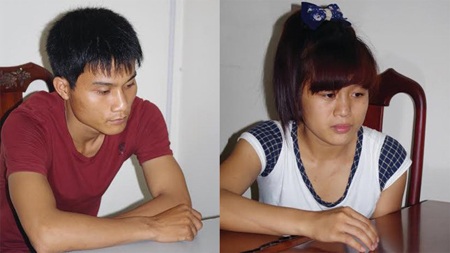 Sa bẫy trên “cung đường sung sướng” - 1 Cao Văn Danh và Trần Thị Ngân tại cơ quan công an. Ảnh: P.T