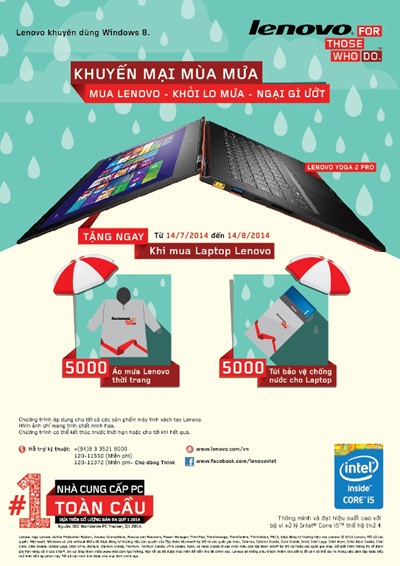 Mua laptop Lenovo - Khỏi lo mưa - Ngại gì ướt