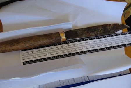 Con dao tang vật Đảo dùng để đâm chết cha dượng.