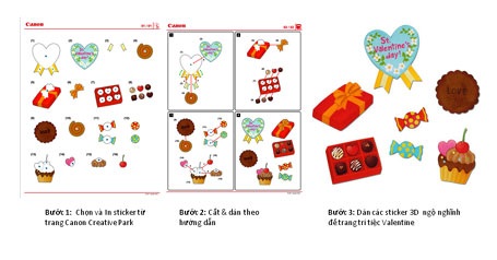Sốt quà tặng handmade độc đáo dịp lễ Valentine - 4 Cách làm sticker Valentine 3D từ Canon Creative Park