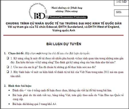 Bài luận dự tuyển - Một hình thức đánh giá thí sinh hiệu quả