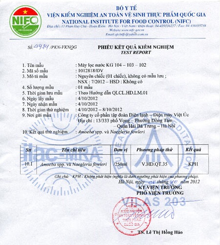 Máy lọc nước RO Kangaroo có khả năng loại bỏ amip ăn não người