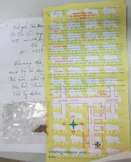 Thực hư viên thuốc chữa cả xoang và... trĩ - 1 Thư và mẫu thuốc.