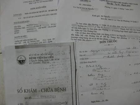 Đi mát-xa tan mỡ, bị nhiễm trùng vùng bụng - 1 Đơn khiếu nại của bà T.