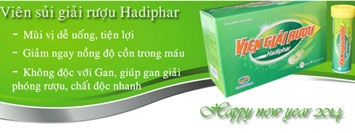 “Bỏ túi” bí quyết giải rượu ngày Xuân - 2 Viên sủi giải rượu Hadiphar có tác dụng giải thoát rượu nhanh ra khỏi cơ thể, phòng chống say rượu.