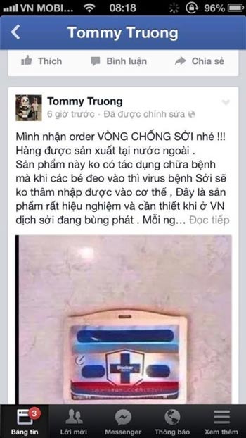 Bộ Y tế cảnh báo thiết bị đeo tay phòng chống sởi - 1 Ảnh minh họa