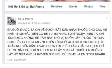 Sự thật đáng sợ về loại thuốc Đức giúp tăng cân nhanh ở trẻ nhỏ - 1 Quảng cáo thuốc của nickname Ha Pham trên facebook