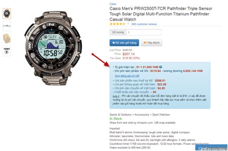 Mua hàng từ Amazon.com có dễ? - 3 Bảng báo giá tự động hiển thị ngay dưới sản phẩm chỉ sau 3 giây