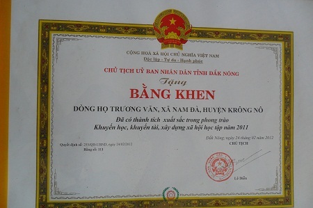 Ông Trương Hoàng - đại diện Tộc trưởng tộc Trương Văn, xã Nam Đà,huyện Krông Nô, tỉnh Đắk Nông.