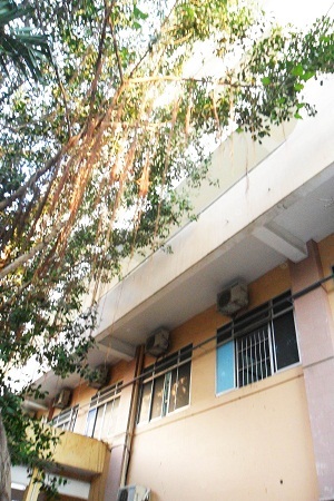 Khu vực được cho là nơi anh Th. nhảy lầu tự vẫn.