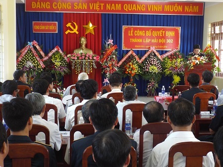 Quang cảnh Lễ công bố Quyết định thành lập Hải đội 302 thuộc Vùng Cảnh sát Biển 3