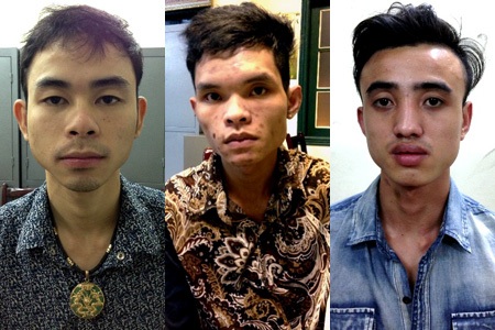 Hà Nội: Người phụ nữ bị bắt giữ để siết nợ - 1 Từ trái sang: Tuấn, Hoạt, Tiến.