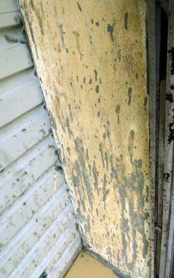 Hoang mang vì bị “khủng bố” bằng “bom bẩn” lúc nửa đêm - 2 Sơn dầu vương lại trên tường.