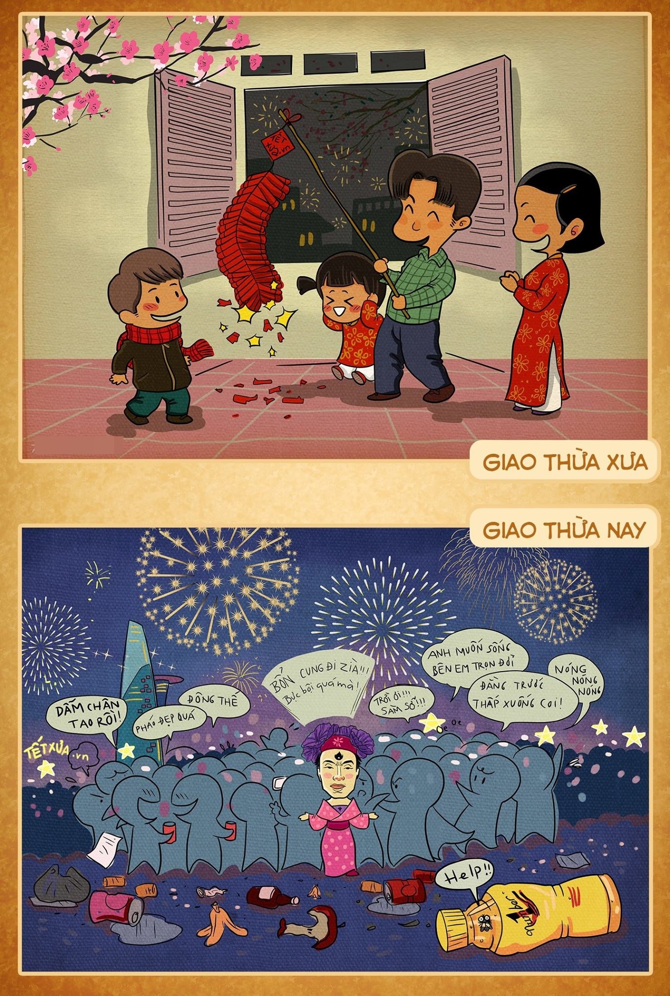 Trào lưu “chắc tôi chớt” đi vào bộ tranh "Tết xưa- Tết nay" - 2 Trào lưu “chắc tôi chớt” đi vào bộ tranh Tết xưa- Tết nay