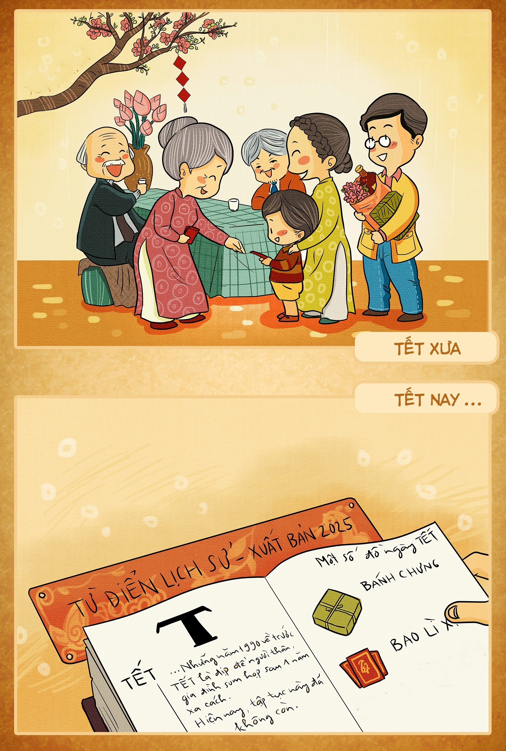 Trào lưu “chắc tôi chớt” đi vào bộ tranh "Tết xưa- Tết nay" - 4 Trào lưu “chắc tôi chớt” đi vào bộ tranh Tết xưa- Tết nay