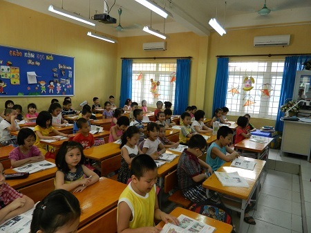 Bi hài chuyện học trong những ngày nắng nóng - 8 Các phòng học của Trường tiểu học Thành Công B (Q. Ba Đình, Hà Nội) đều được lắp máy điều hòa