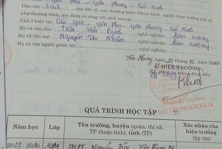Bắc Ninh: Lùm xùm chuyện mua bán trường học - 3 Chữ ký của bà Khoa trong học bạ của một một học sinh