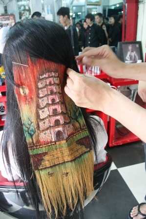 Vẽ tranh trên... tóc - 2