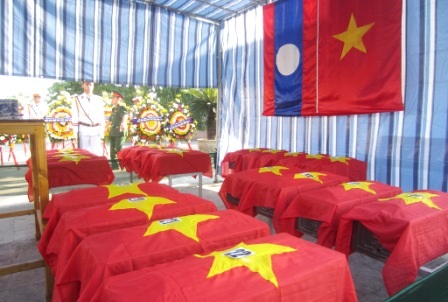 An táng 23 hài cốt liệt sĩ hy sinh tại Lào 