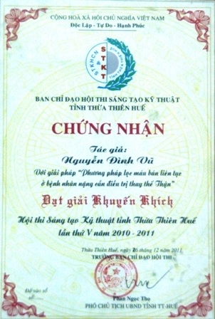 Giải thưởng của BS Vũ về phương pháp LMBLT