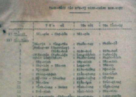 Danh sách các đơn vị hành chính Nam Việt - Dòng thứ 3 có ghi Hoàng Sa của Việt Nam