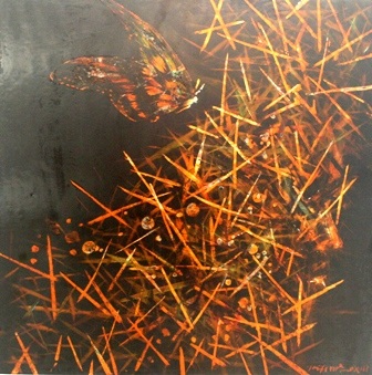 Màu xanh, và sự nguyên thủy giả định – Nguyễn Thành Trung (sơn mài)