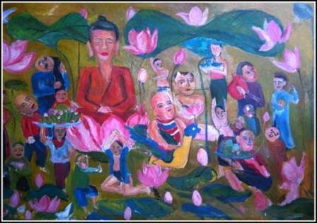 Xem phòng tranh đặc sắc của 5 họa sĩ khuyết tật - 9 “Hương sen” -