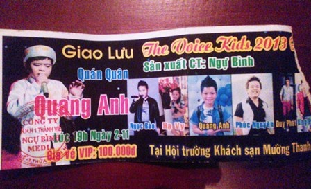 Tự ý bán vé thu tiền tại đêm giao lưu Quán quân The Voice Kids - 1 Vé bán thu tiền của Công ty TNHH MTV Ngự Bình Media