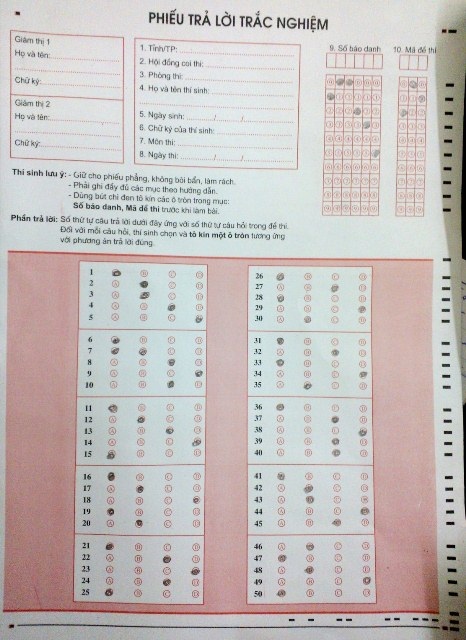 Thí sinh thi vào lớp 10 phải “sửa” phiếu trắc nghiệm để làm bài
