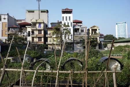 Những ngôi mộ đứng cùng các ngôi nhà.