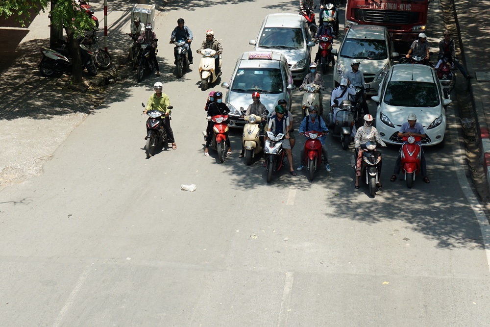 Tận dụng bóng mát cây xanh khi dừng đèn đỏ.