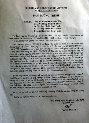 15 ngư dân “tố” ngược tàu cứu nạn - 2 15 ngư dân “tố” ngược tàu cứu nạn - 2